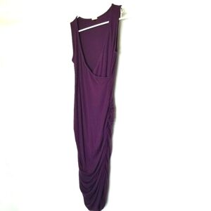 Dharma trading Purple Crossover Front ruched sides‎ stitching broken on Chest